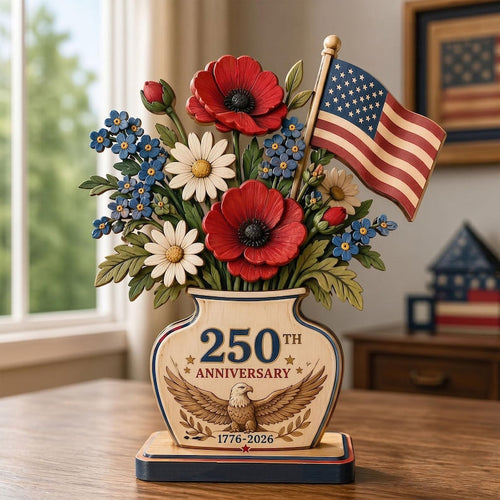 250th Anniversary Patriotic Flower Wooden Block Centerpiece 🇺🇸