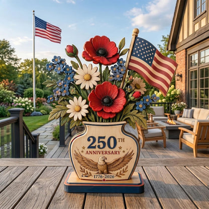 250th Anniversary Patriotic Flower Wooden Block Centerpiece 🇺🇸