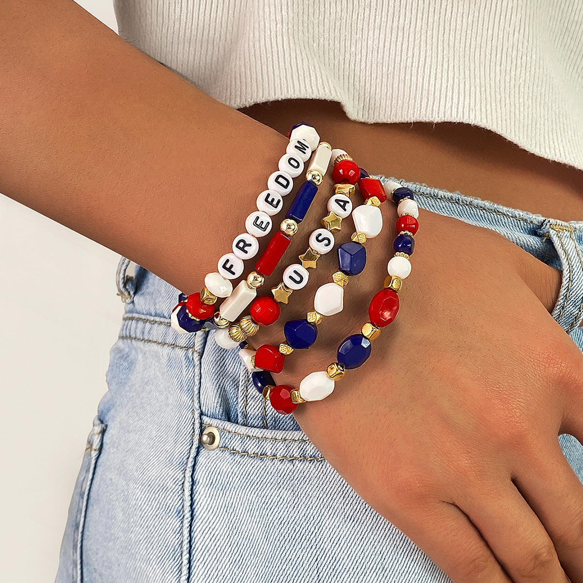 America 250 Freedom Heart Bracelet Stack
