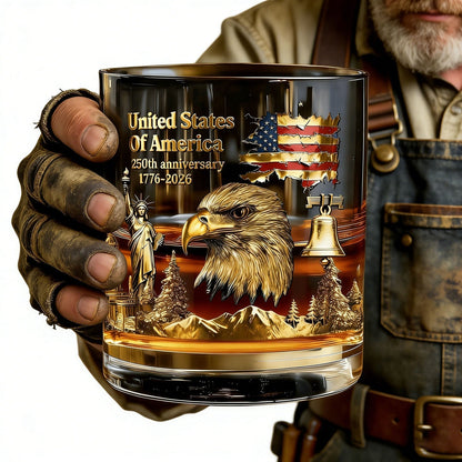250th Anniversary American Patriotic Whiskey Glass 1776-2026
