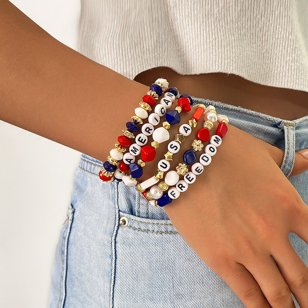America 250 Freedom Heart Bracelet Stack