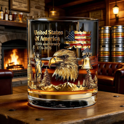250th Anniversary American Patriotic Whiskey Glass 1776-2026