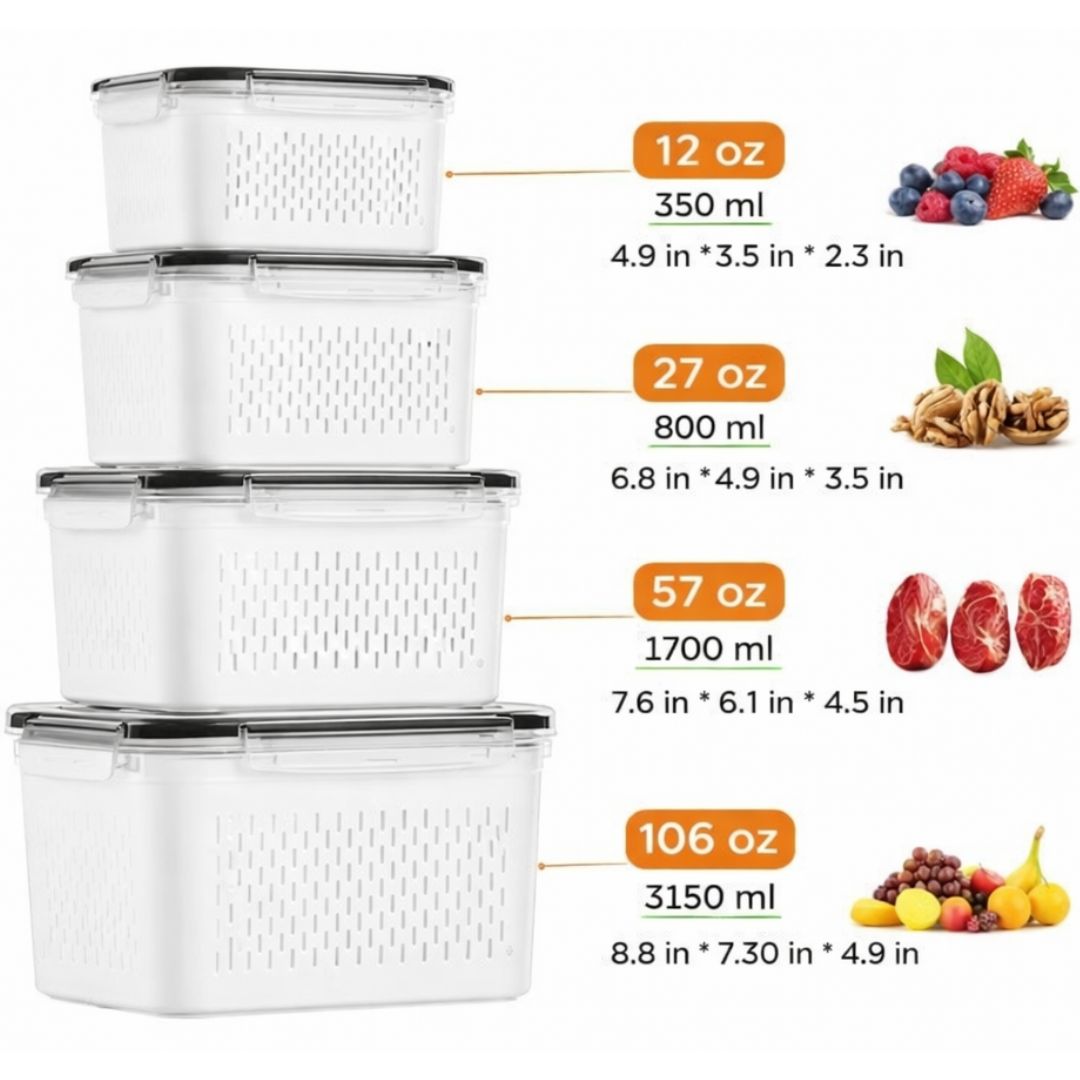 Shewater™ Fruit & Vegetable Storage Box Set (4-Count)