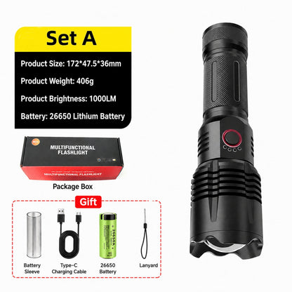 Super Bright Ultimate LED Tactical Flashlight, 80X Brightness, 50H Battery