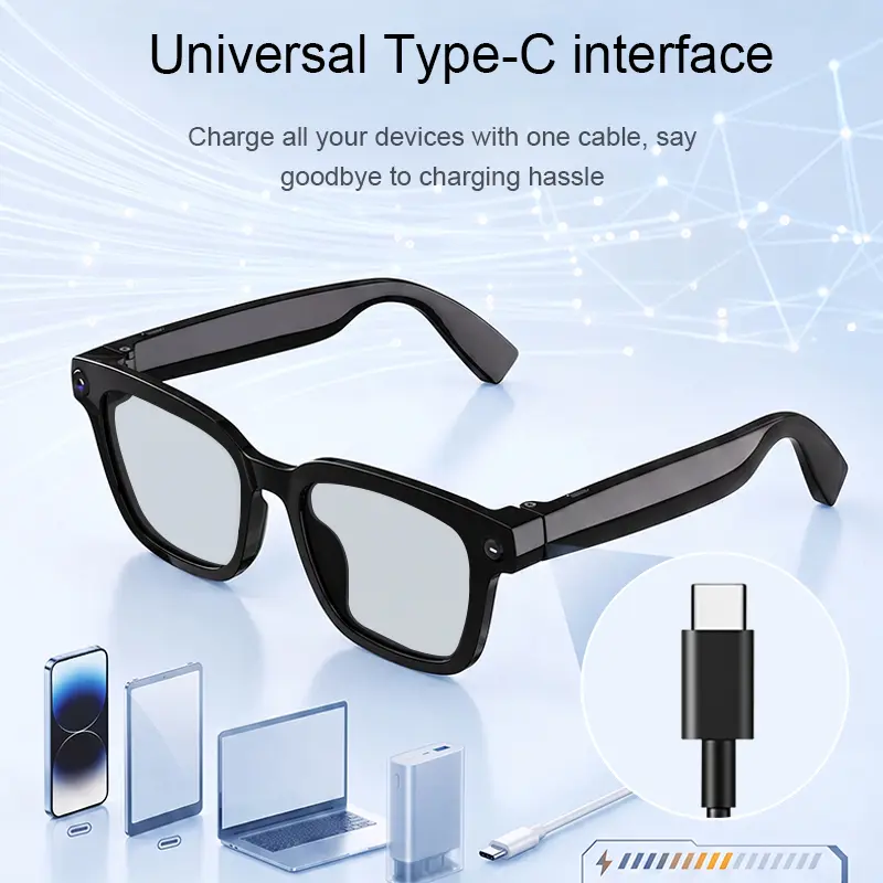 Smart Audio Glasses with HD Camera Bluetooth Wireless Open Ear Sound Anti Blue Light Outdoor