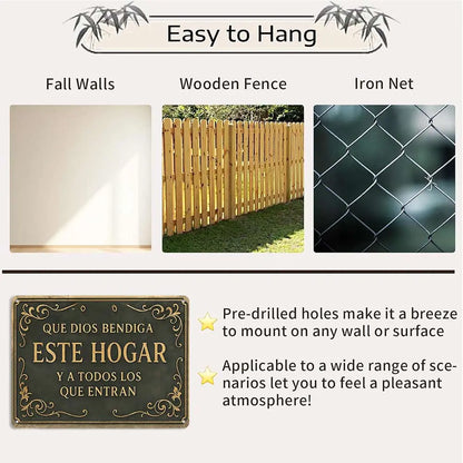 Spanish "God Bless This Home" Theme Iron Wall Art