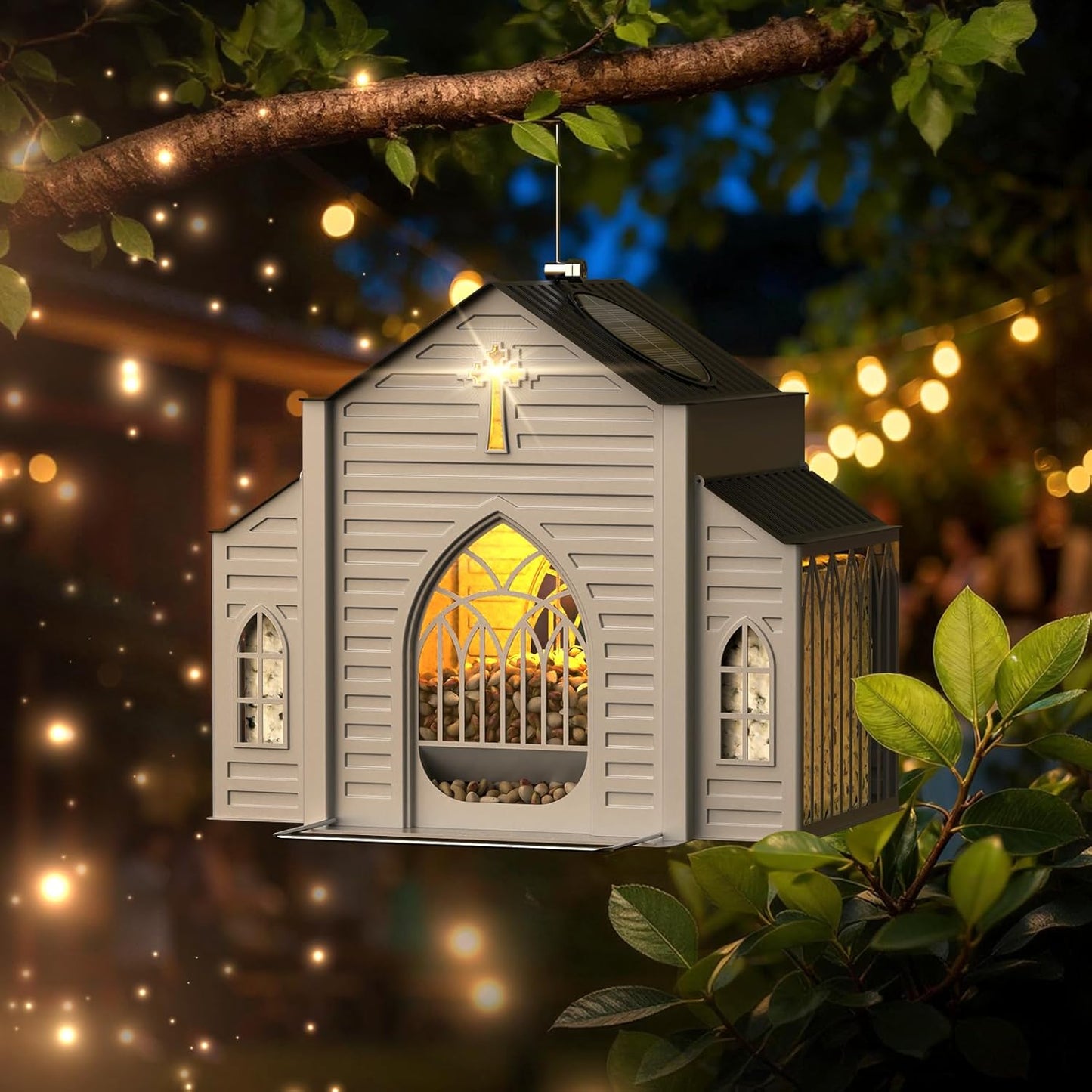 ✝️Church-Shaped Metal Solar Bird Feeder