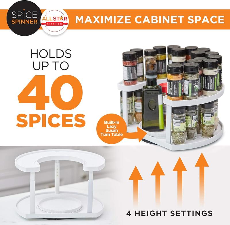 Shewater™ Stow-n-Spin 2-Tier Spice Rack Organizer