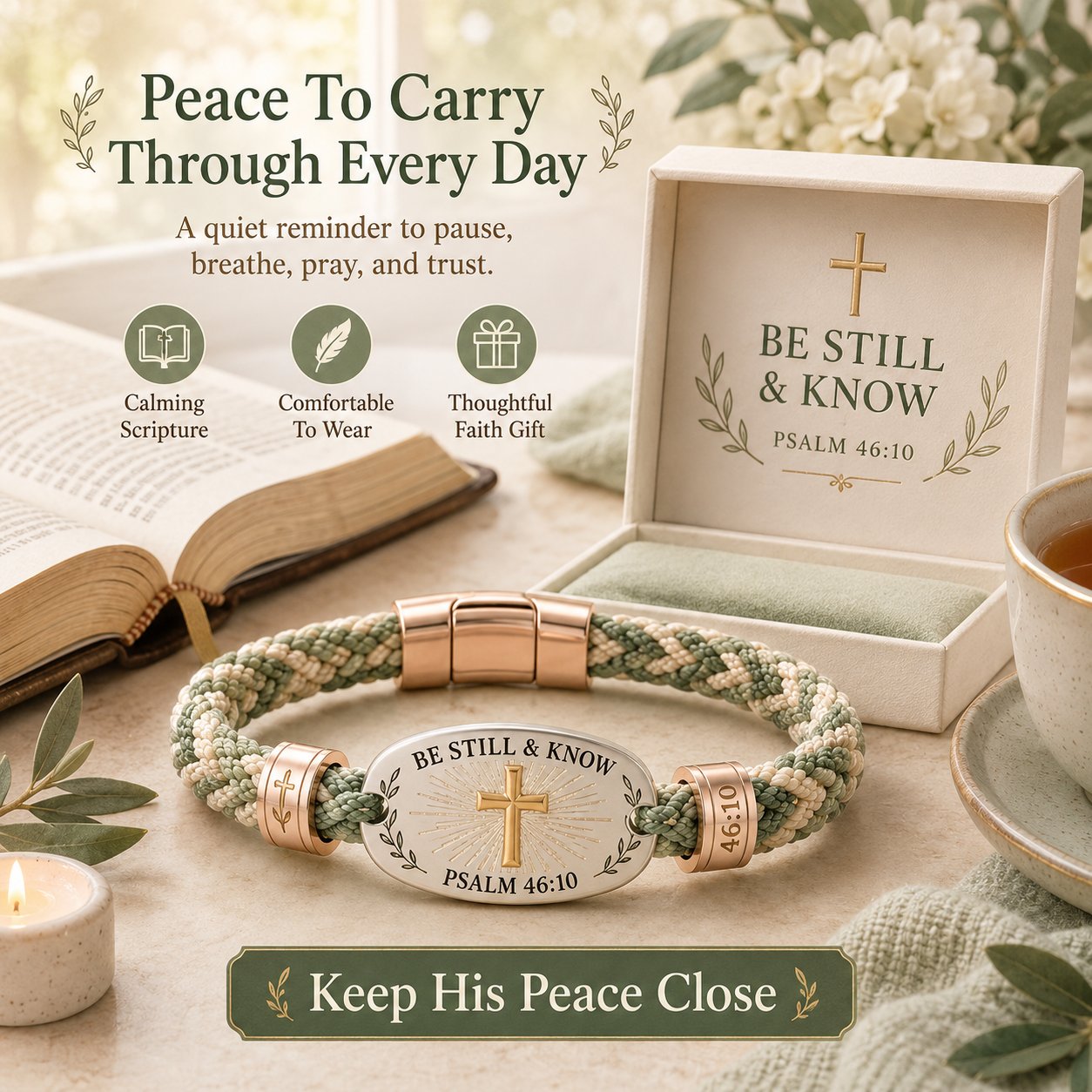 🔥 LAST DAY 49% OFF – ✝️ Christian Scripture Faith Bracelet Collection | 6 Meaningful Bible Verse Designs with Raised Gold Cross, Magnetic Clasp & Matching Gift Box 💗✨