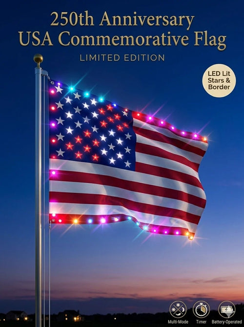 Last Day 49% OFF🔥 🦅 Illuminated 250th Anniversary USA Commemorative Flag - Premium LED Edition (3x5 Ft) -Bestseller