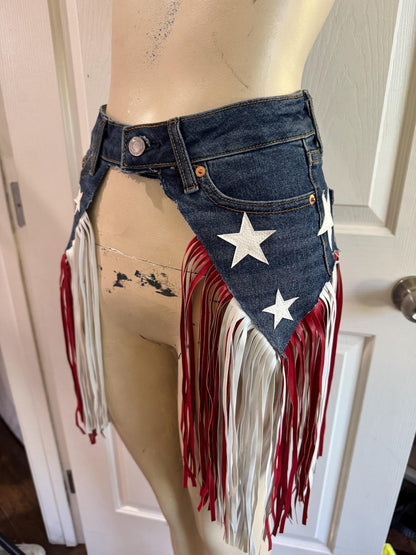 🎉USA 250th Anniversary Patriotic Denim Fringe Belt