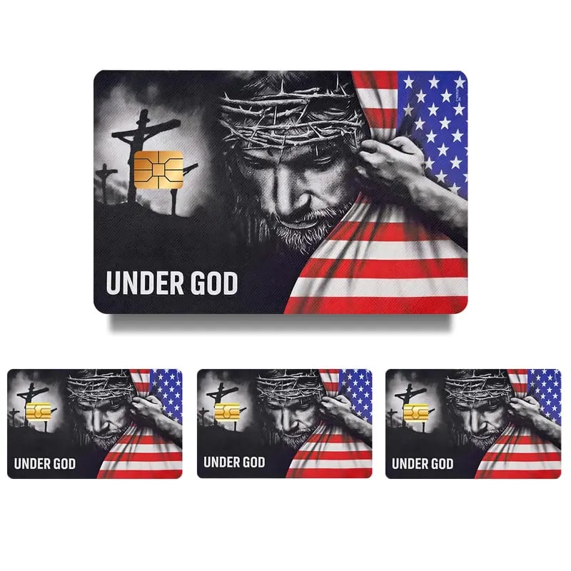 💳✝️ Faith & Patriot Card Sticker Set – Inspirational Credit Card Stickers with Cross & Scripture Designs