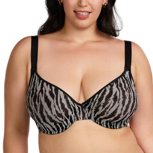 Zebra Wild Breathable Unlined Plus Size Soft Women Bra