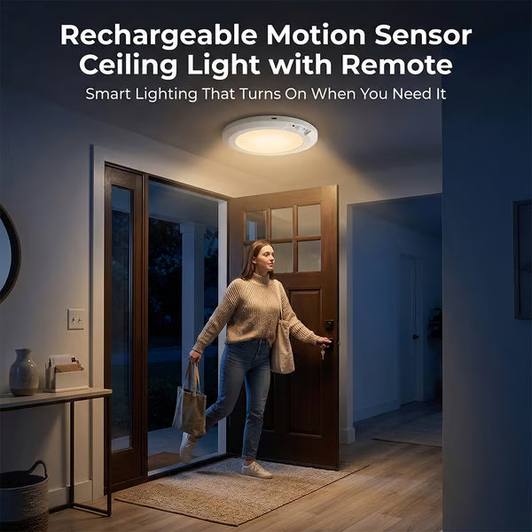 💡 Rechargeable Motion Sensor Ceiling Light with Remote