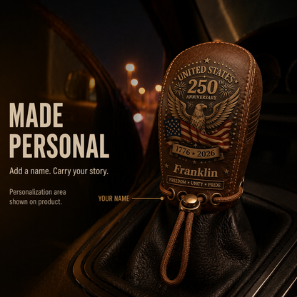 🇺🇸 The "Spirit of '76" Custom Leather Gear Shift Cover | USA 250th Anniversary Edition 🦅