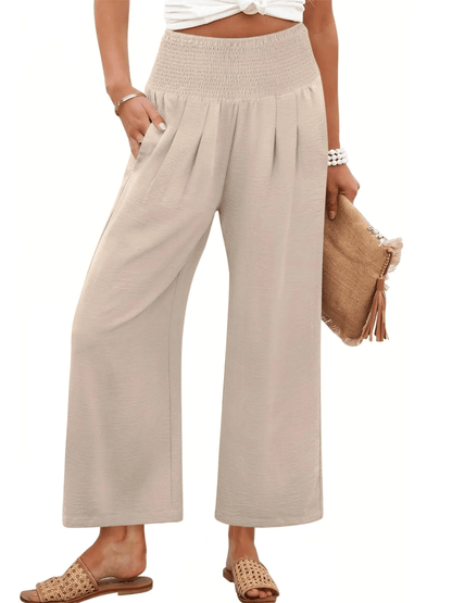 Women's Smocked Waist Wide Leg Palazzo Pants