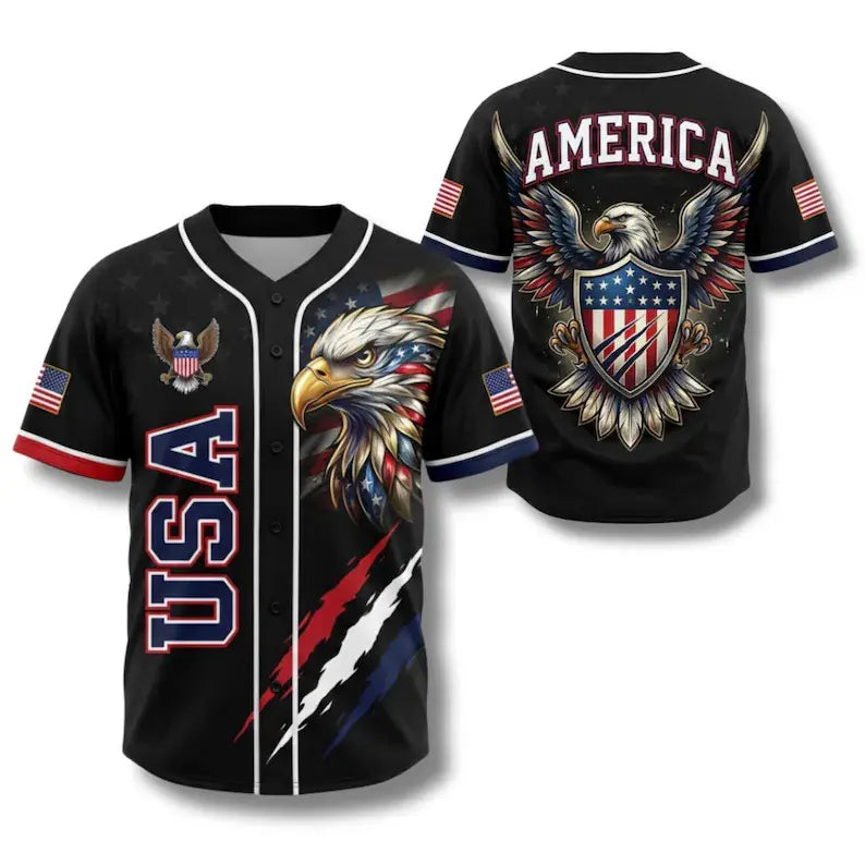 🇺🇸 USA Eagle All Over Print Baseball Jersey – 250 Years of Freedom in Every Stitch