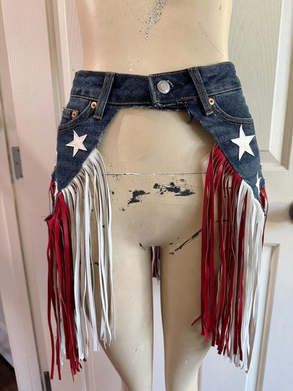 🎉USA 250th Anniversary Patriotic Denim Fringe Belt