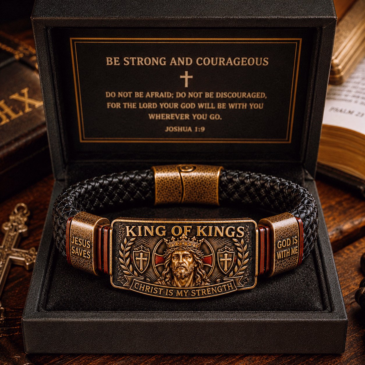 ✝ King of Kings Faith Bracelet – Adjustable Christian Wristband Gift