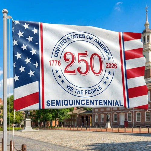 Patriotic 250 Years 1776 2026 American Flag, We The People United States Semiquincentennial Grommet Flag