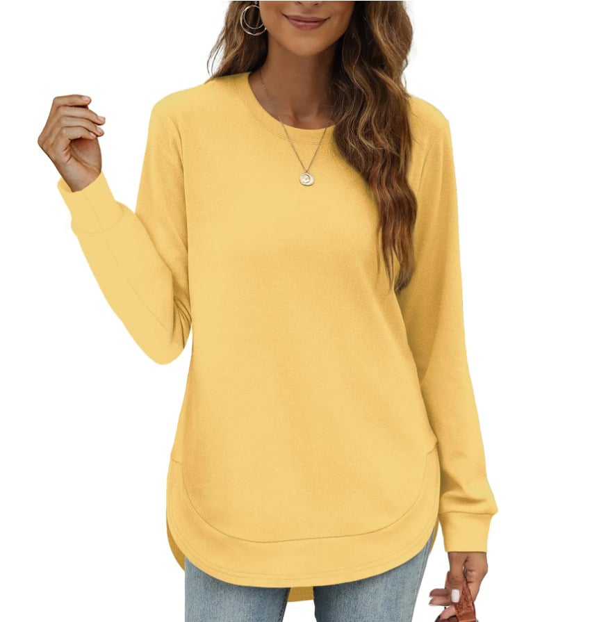 Women's Sweatshirt Crewneck Curved Hem