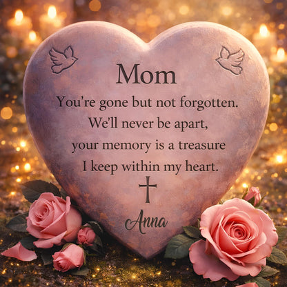 Personalized "Mom" Heart Memorial Stone 🕊️ | Sympathy Garden Plaque | In Loving Memory Tribute