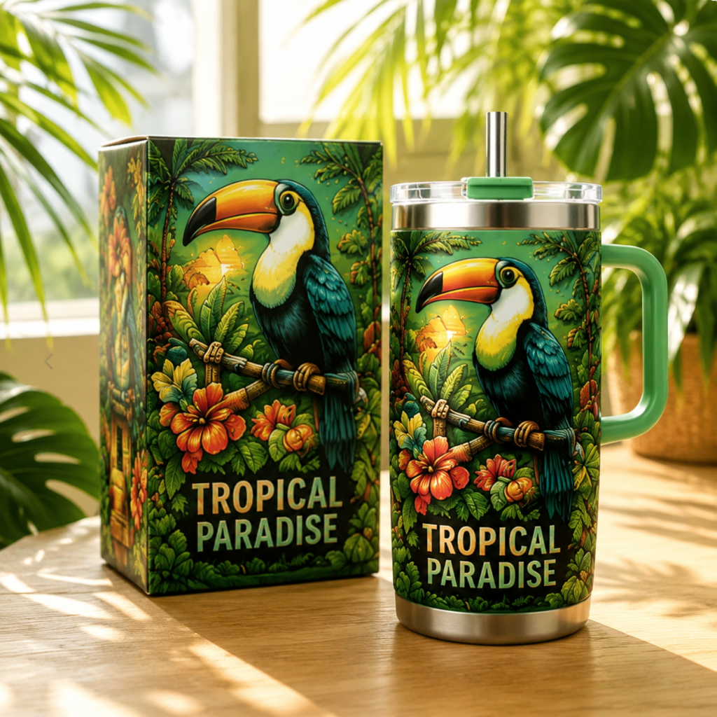 🌴 ISLAND LIFE™ Tropical Paradise 30oz/40oz Tumbler – Bring Vacation Vibes Wherever You Go