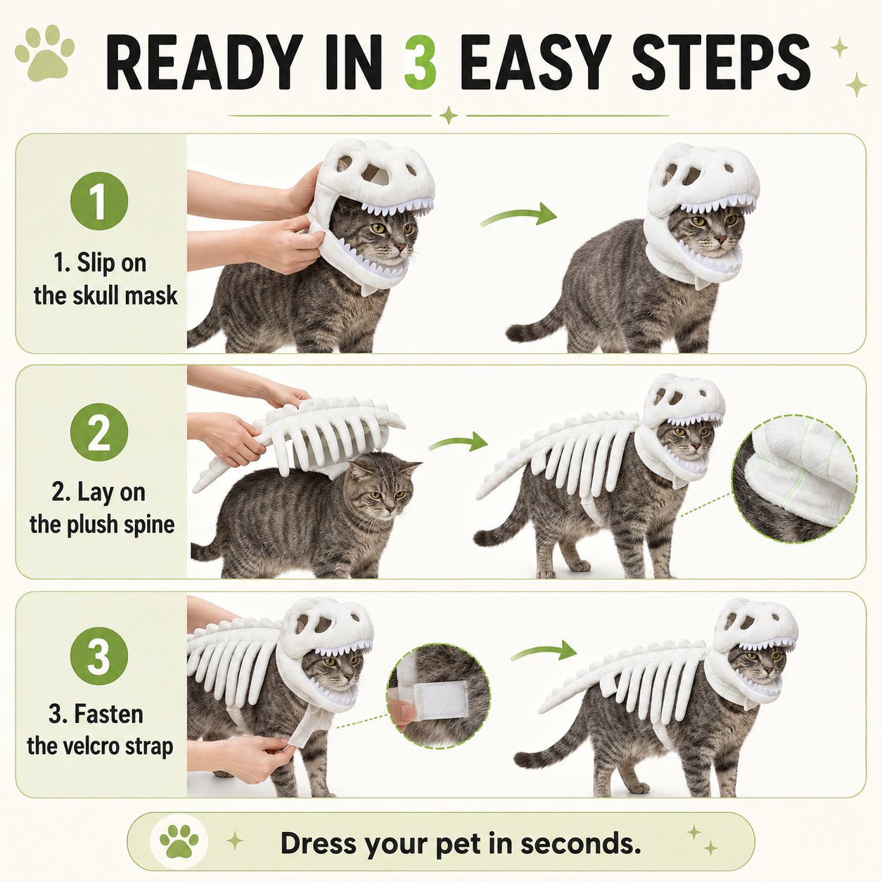 Glow-in-the-Dark Dinosaur Skeleton Pet Costume 🦖💚