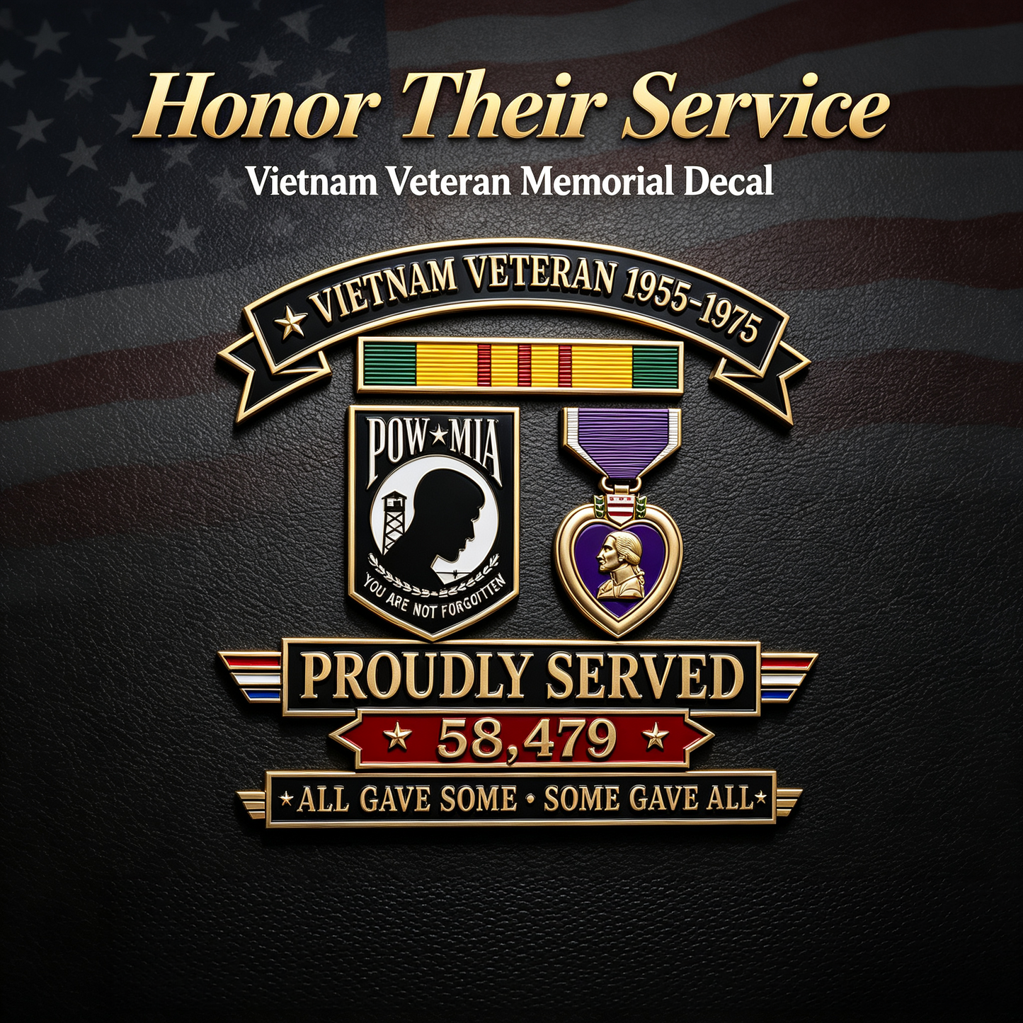 🎖️Vietnam Veteran 1955–1975 Memorial Metal Car Emblem