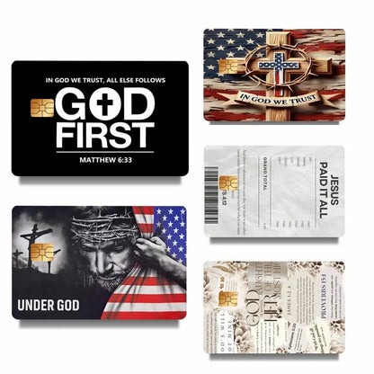 💳✝️ Faith & Patriot Card Sticker Set – Inspirational Credit Card Stickers with Cross & Scripture Designs