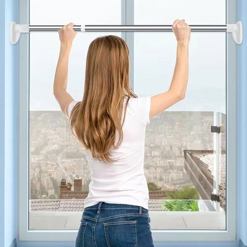 Drill-Free Adjustable Tension Rod – No Holes, No Damage, Instant Install