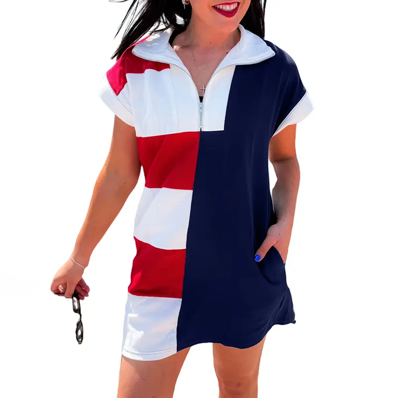Women's Navy Colorblock Stripe Dress