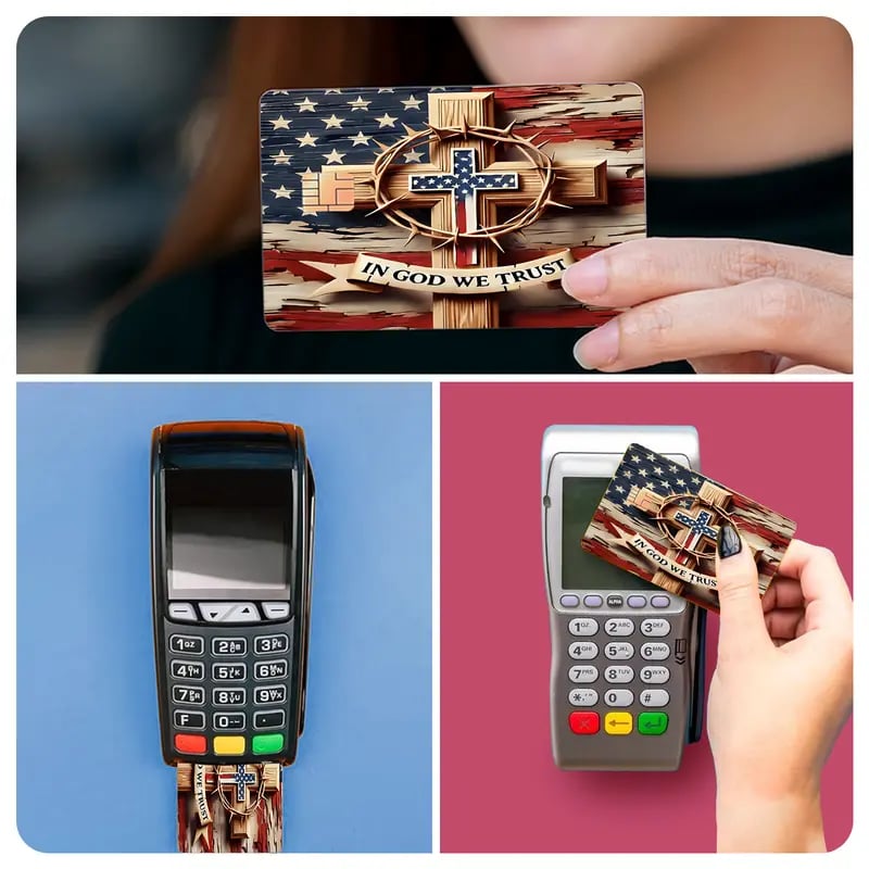 💳✝️ Faith & Patriot Card Sticker Set – Inspirational Credit Card Stickers with Cross & Scripture Designs