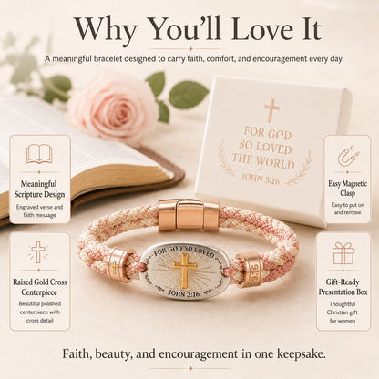 🔥 LAST DAY 49% OFF – ✝️ Christian Scripture Faith Bracelet Collection | 6 Meaningful Bible Verse Designs with Raised Gold Cross, Magnetic Clasp & Matching Gift Box 💗✨