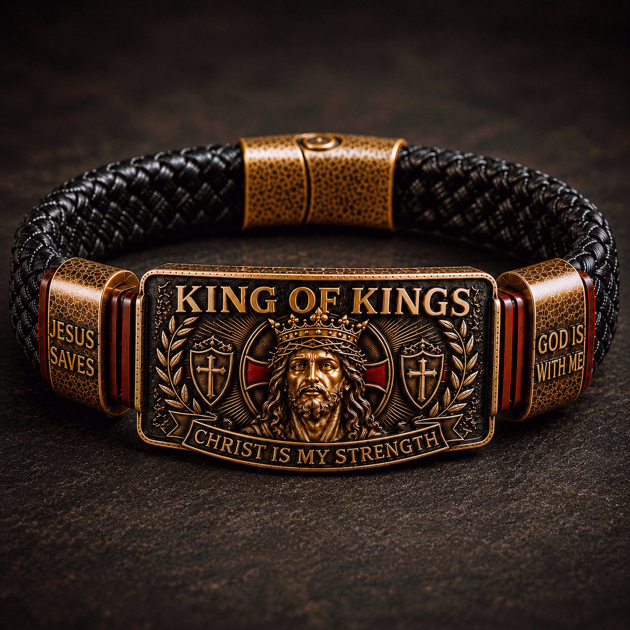 ✝ King of Kings Faith Bracelet – Adjustable Christian Wristband Gift