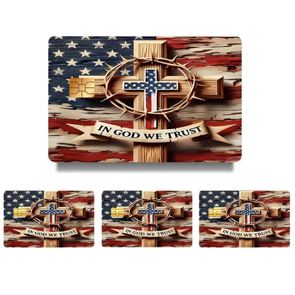 💳✝️ Faith & Patriot Card Sticker Set – Inspirational Credit Card Stickers with Cross & Scripture Designs