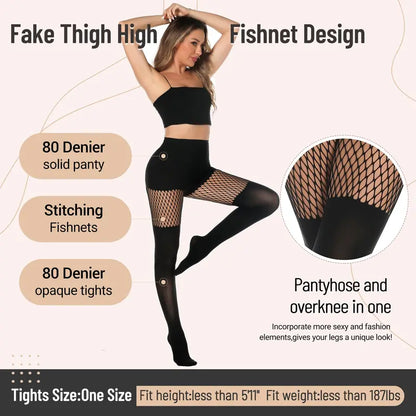 Women's Sexy Fishnet Mock Thigh High Stockings