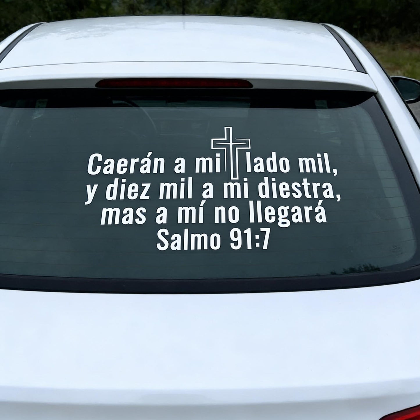 Calcomanía para coche con el versículo bíblico Salmo 91:7 en español
