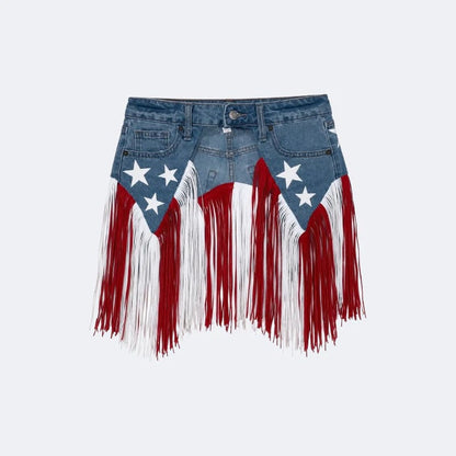 🎉USA 250th Anniversary Patriotic Denim Fringe Belt