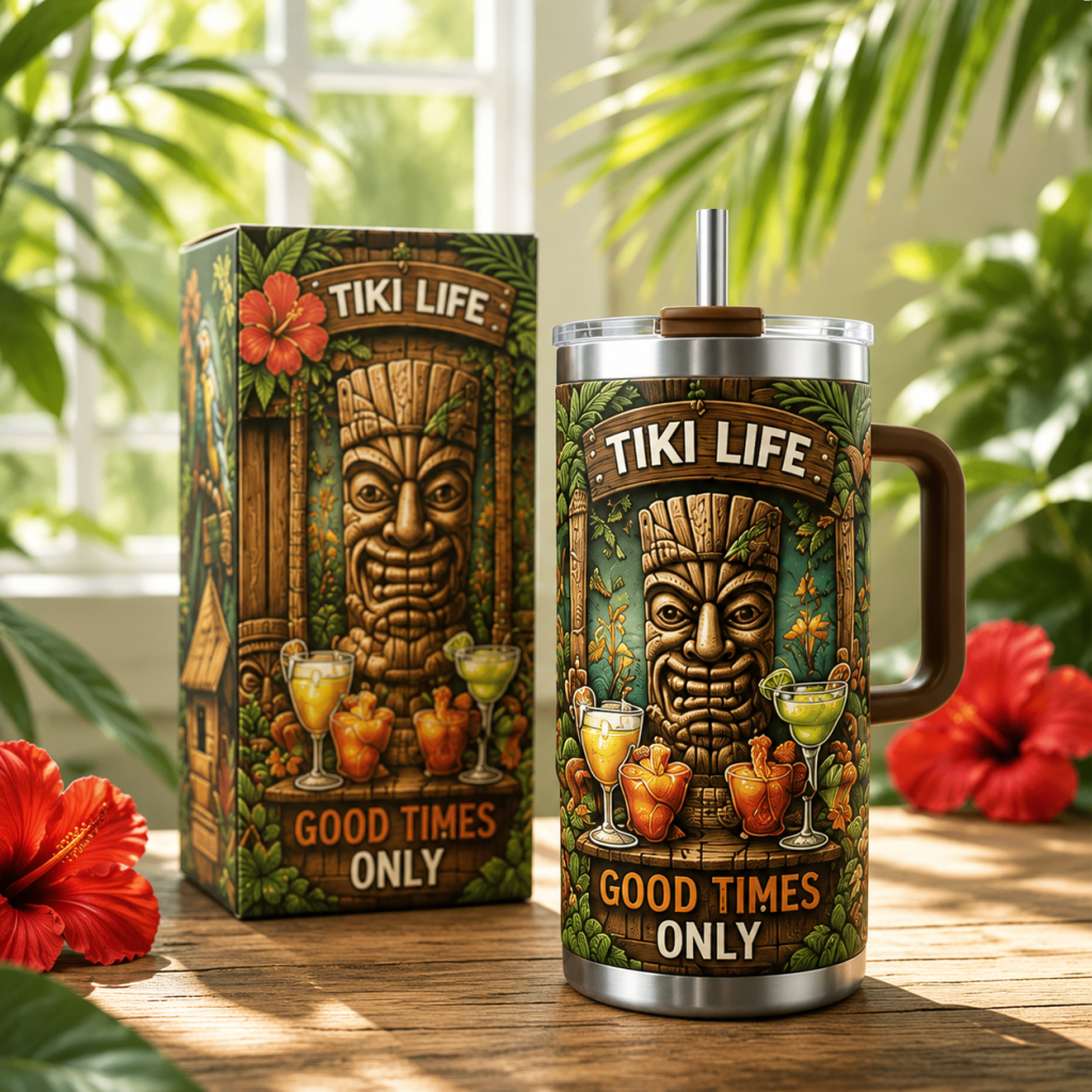🌴 ISLAND LIFE™ Tropical Paradise 30oz/40oz Tumbler – Bring Vacation Vibes Wherever You Go