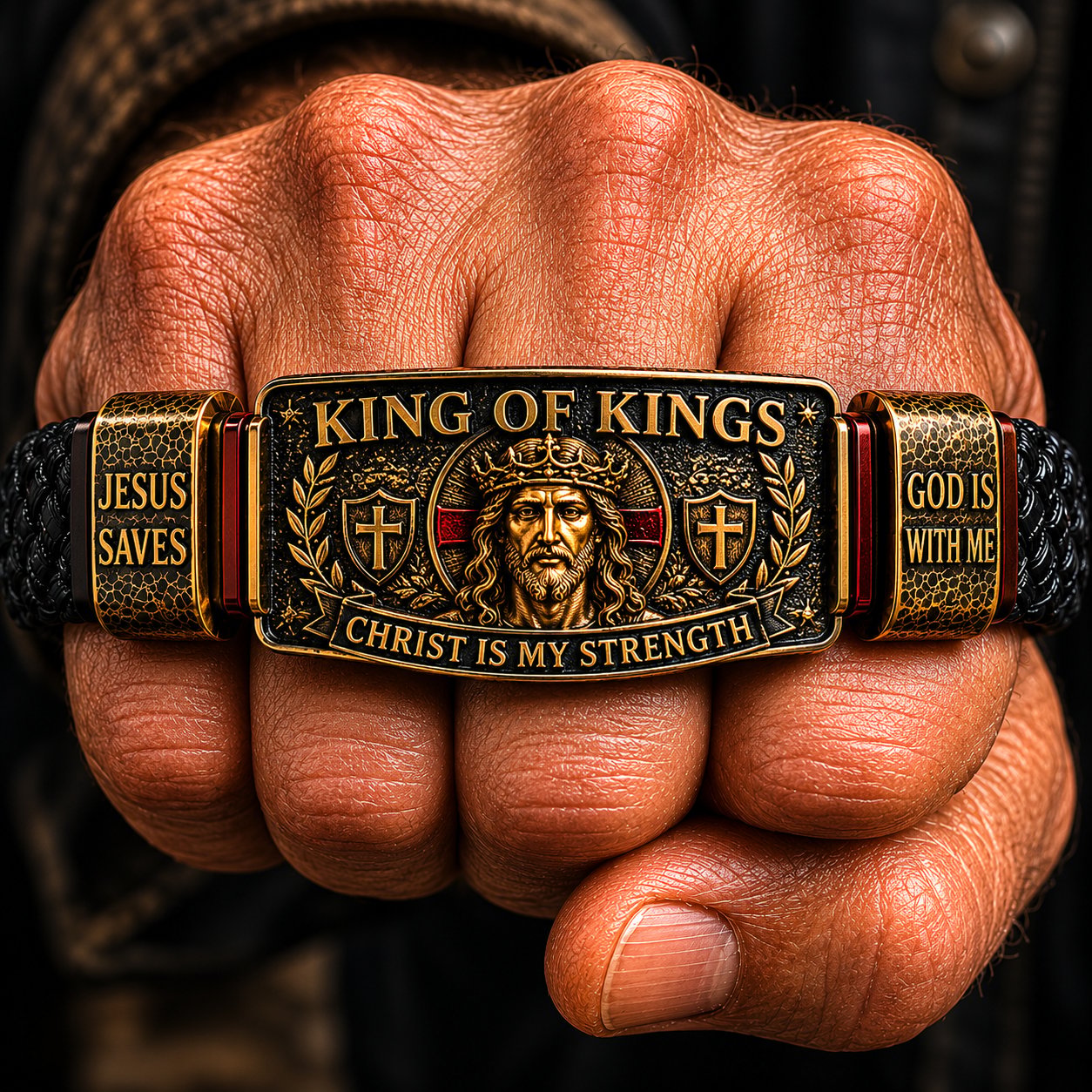 ✝ King of Kings Faith Bracelet – Adjustable Christian Wristband Gift