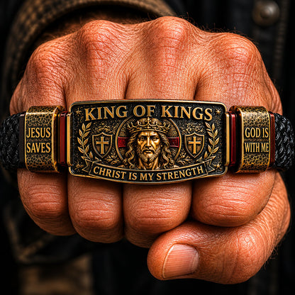 ✝ King of Kings Faith Bracelet – Adjustable Christian Wristband Gift