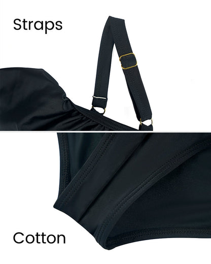 Drop-Shoulder Ruffled Zip-Front Shapewear Swimsuit