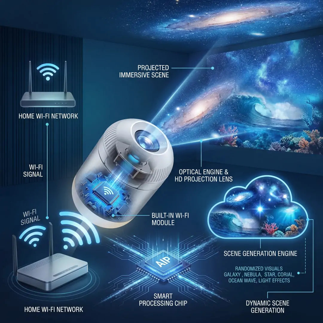 5D Mini Galaxy Star Projector – Dynamic Ambient Lighting for Bedrooms, Cars & Relaxing Spaces