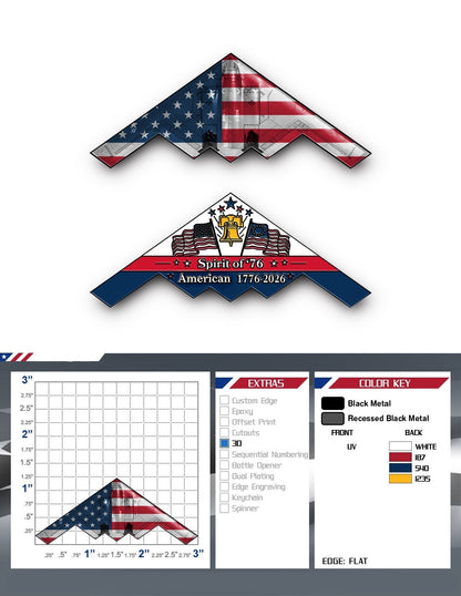 🔥Last Day 66% Off - Spirit of ’76 B-2 Stealth Bomber Challenge Coin – 250th Anniversary Patriotic Collectible