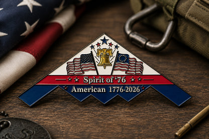🔥Last Day 66% Off - Spirit of ’76 B-2 Stealth Bomber Challenge Coin – 250th Anniversary Patriotic Collectible