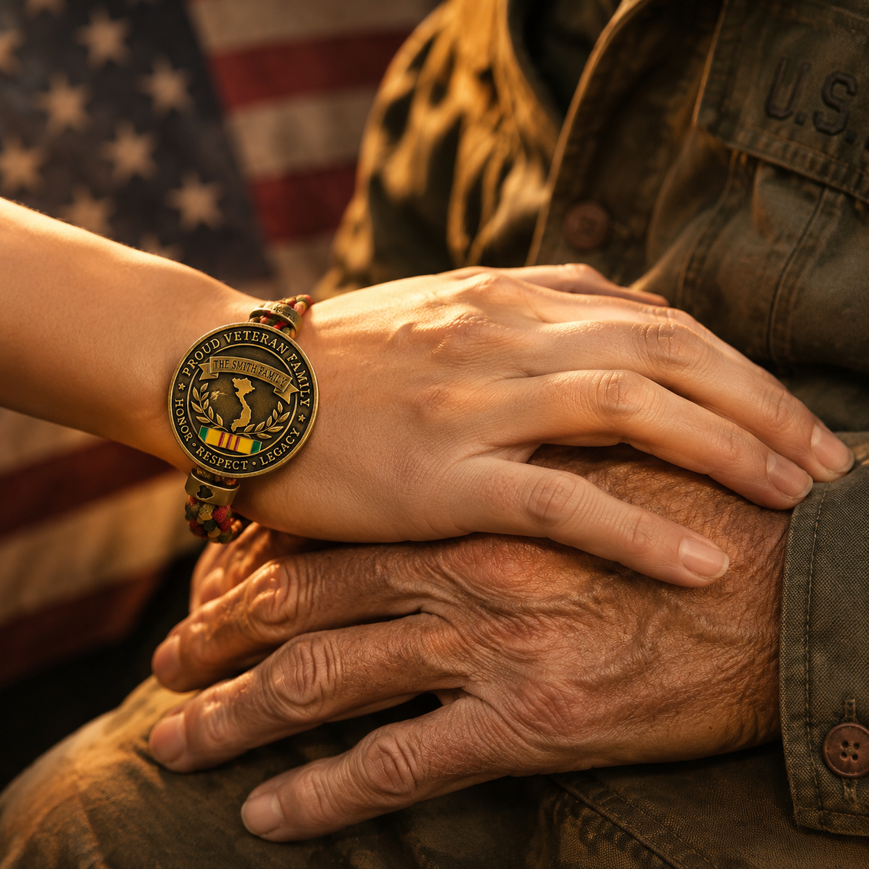 Personalized "Proud Veteran Family" Legacy Bracelet 🇺🇸 | Custom Family Name & Service Tribute