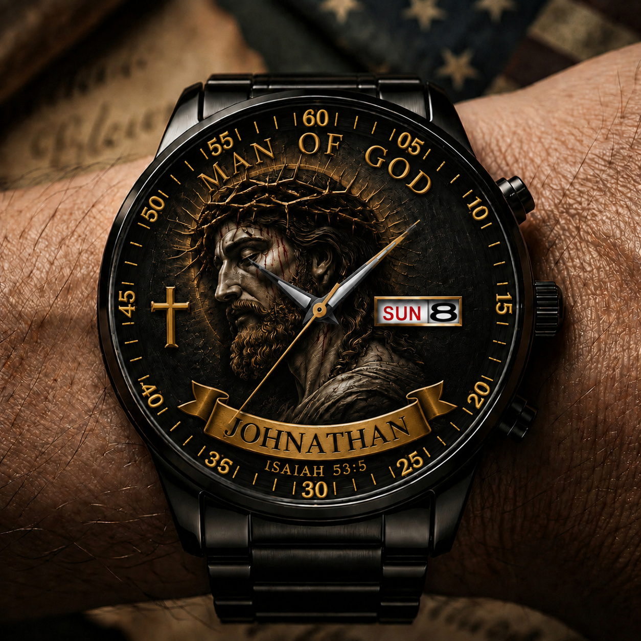 🔥Last Day Promotion-72% OFF✝️ Personalized "Man of God" Premium Watch | A Daily Reminder of Faith & Strength 🦅