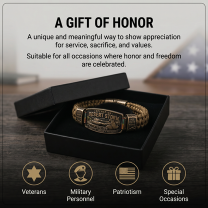 Operation Desert Storm Veteran Paracord Bracelet, Gulf War Service Memorial Honor Wristband
