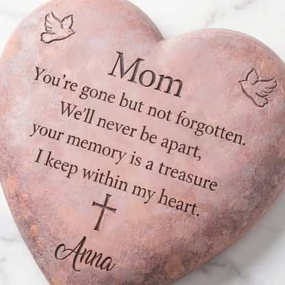 Personalized "Mom" Heart Memorial Stone 🕊️ | Sympathy Garden Plaque | In Loving Memory Tribute